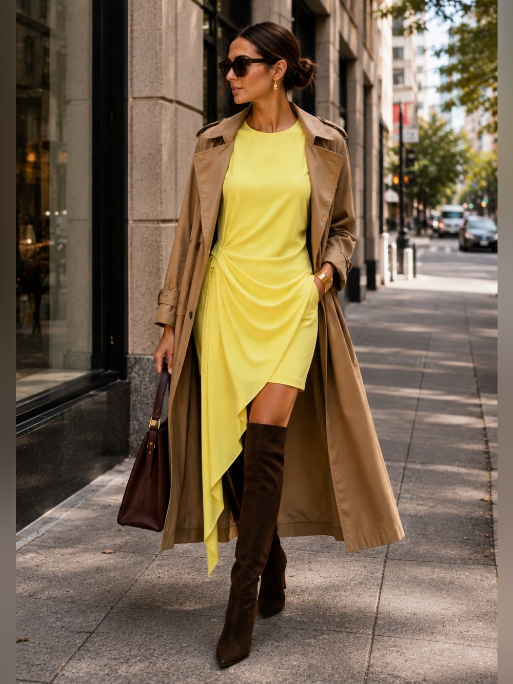 NWOT Other Stories Savoir Pale Lemon Yellow Asymmetric Draped Modern Dress US10